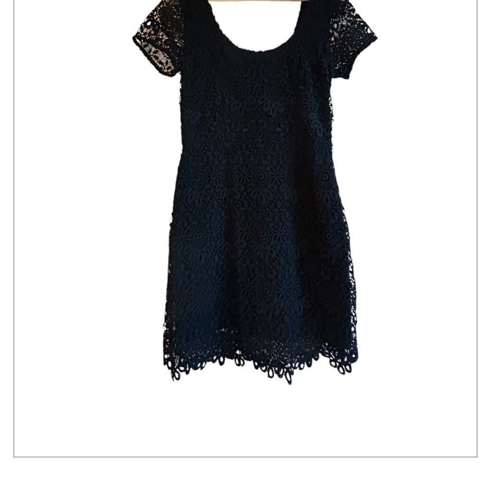 Hollister Boho Chic Western Black Lace Whimsigoth Crochet Mini Dress Size M - Picture 4 of 14